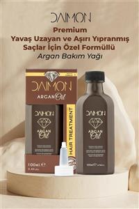 DAIMON Premium Yavaş Uzayan ve Aşırı Yıpranmış Saçlar İçin Özel Formüllü Argan Bakım Yağı 100 ML