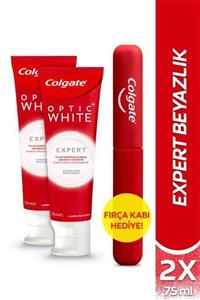 Colgate Optic White Expert White Beyazlatıcı Diş Macunu 75 Ml X 2 Adet + Fırça Kabı