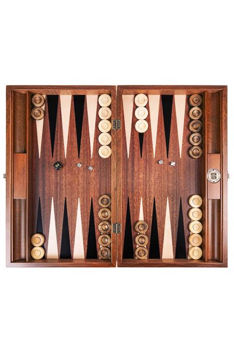 SARAY TAVLA Satrançlı Ahşap Tavla Takımı Maun