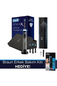 OralB Genius X Aı Luxury Antrasit Şarj Edilebilir Diş Fırçası + Braun Erkek Bakım Kiti