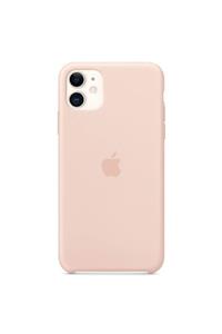 Miyosa Iphone 11  Uyumlu Logolu Içi Süet Altı Açık Lansman Kum Pembe Pink Sand Silikon Kılıf