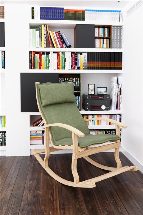 Mobildeco Padişah Ahşap Sallanan Sandalye Yeşil Doğal