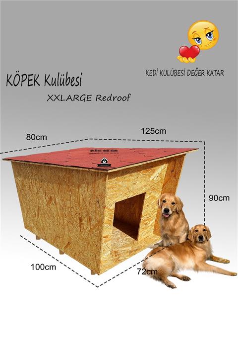 Kedi Kulübesi Köpek Kulübesi Redroof Xxl Dev - Kedi Evi - Su Geçirmez - Osb - Ahşap Kulübe - Kulübe