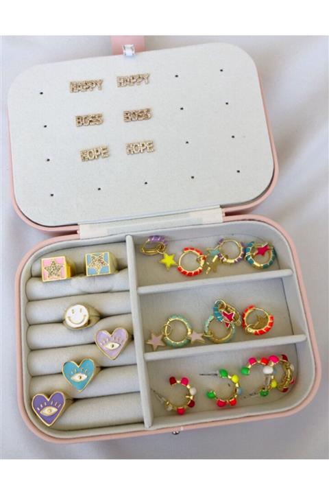 TONESOFFİCİAL Pudra Pembesi Büyük Boy Takı Çantası/organizer/takı Düzenleyici