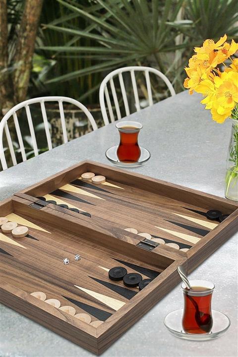 Revello Oymalı Masif Ağaç Ahşap Tavla Lüx Tavla