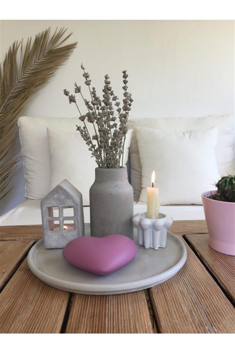 ELS Beton Tepsi Vazo Ev Mumluk Set