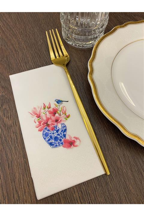 busrasdesign Bleu Blanc Kuşlu Sunum Peçtesi 20li