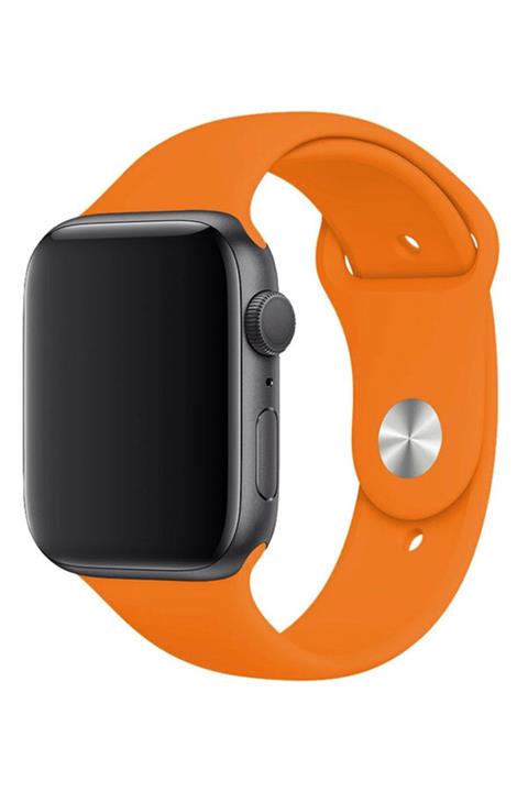 Apple Watch 1 2 3 4 5 6 Se 44 Mm Silikon Ayarlanabilir Turuncu + Popsocket