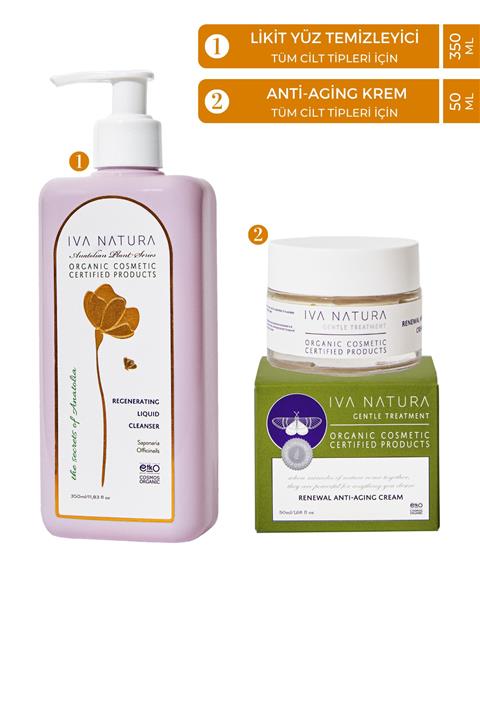 Iva Natura 2'li Set - Likit Yüz Temizleyici, Anti-aging Krem