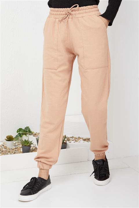 İmajButik Içi Şardonlu Üç Iplik Eşofman Alt/bej