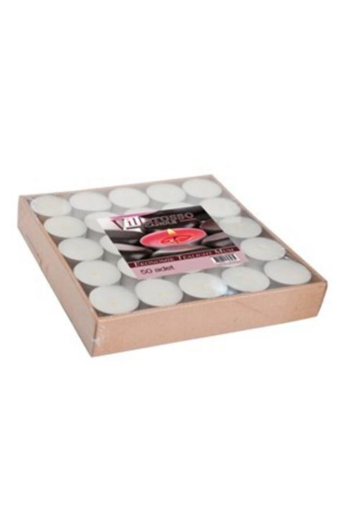 ELT REKLAM Beyaz Ekonomik Tealıght Dekoratif Mum. 50'li Paket