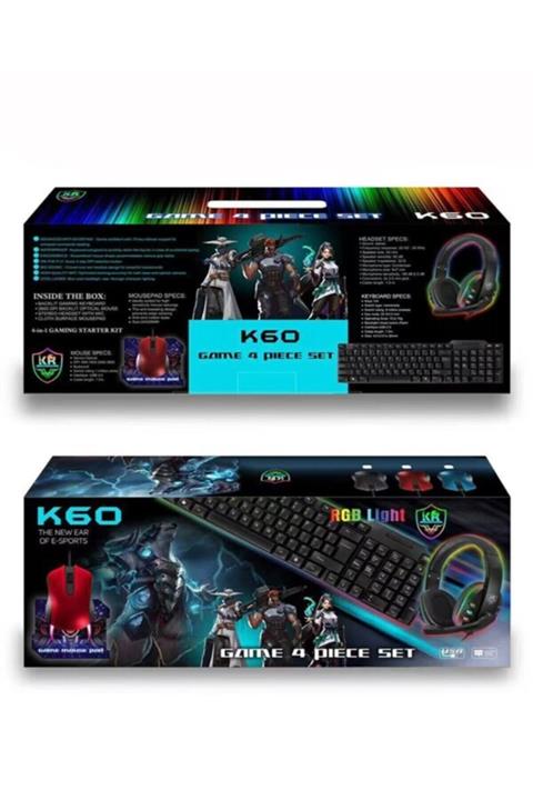 KR GAME Acl K60 Set Oyuncu Gaming Klavye Mouse Mousepad Kulaklık Seti 4 In 1