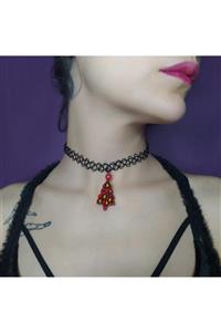 mamaokaliptus El Yapımı Çam Ağacı Choker Tasma Kolye Seramik Kil Takı Tasarım Dövme Kolye Tattoo Yılbaşı Tel