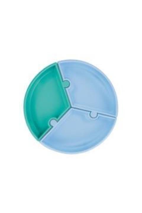 Oioi Puzzle Vakum Tabanlı Silikon Tabak Mavi Yeşil