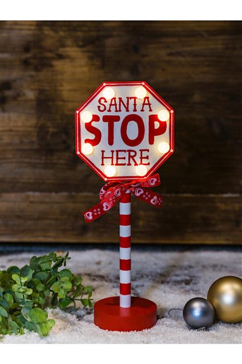 MAGICLEDCORNER Santa Stop Here Led Işıklı Yılbaşı Dekoru