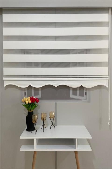 VOLPER MEKANİK Stor Zebra Perde Mikro Plise Beyaz Etek Dilimli