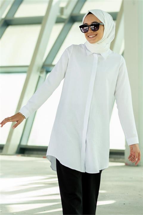 Gizce Kadın Beyaz Colin Gömlek