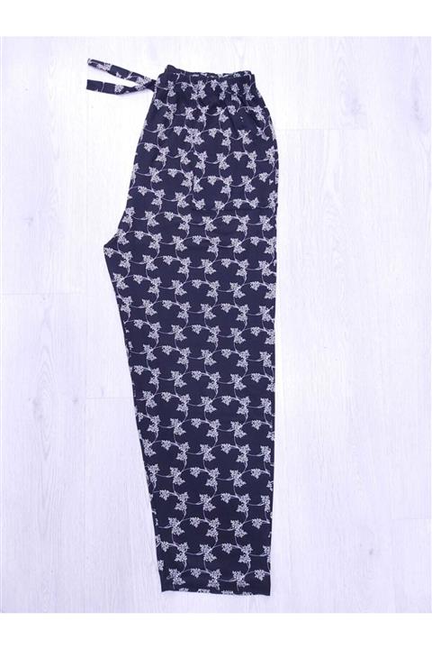 ÖZIRMAK Siyah Yaprak Desenli Battal Kadın Pijama