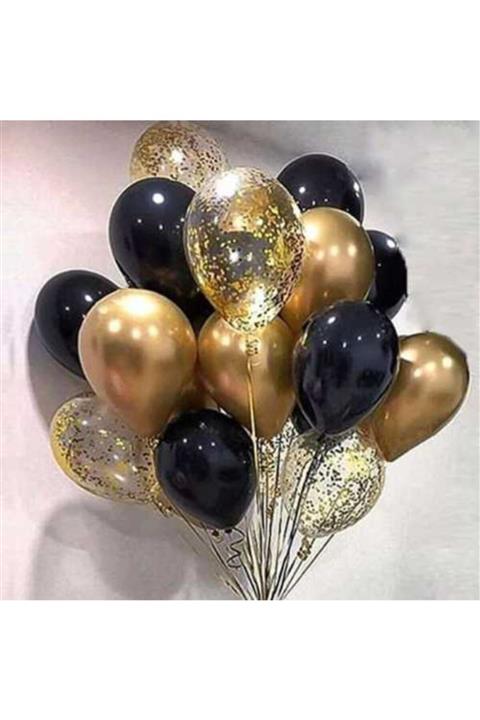 Deniz Party Store Konfetili Şeffaf Balon Krom Balon Seti