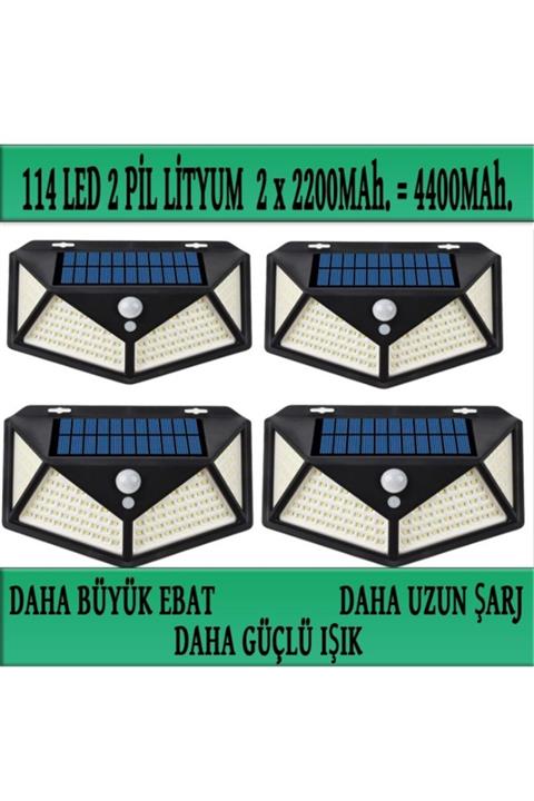 SpySoft Solar Güneş Enerjili Bahçe Lambası 114 Led 4lü Paket Bahçe Aplik Bahçe Lambası Bahçe Aydınlatma