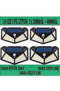 SpySoft Solar Güneş Enerjili Bahçe Lambası 114 Led 4lü Paket Bahçe Aplik Bahçe Lambası Bahçe Aydınlatma