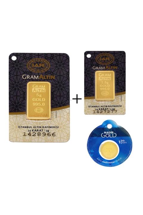 Tuğrul Kuyumculuk 8,5 Gram (5+2,5+1) Külçe Gram Altın 24 Ayar K00008-1