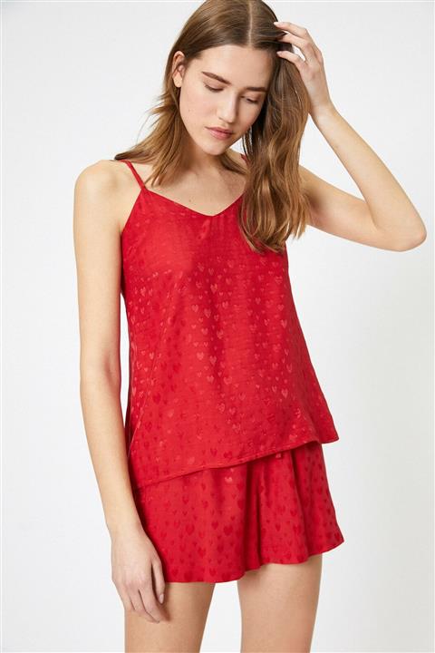 Koton Kadın Kirmizi Desenli Pijama Üstü