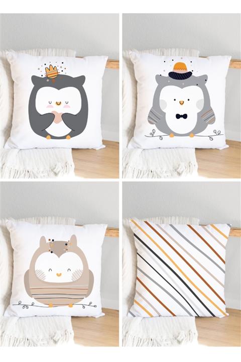 JUNİOR HOME CONCEPT Dijital Baskılı Kırlent Kılıf Seti 4'lü