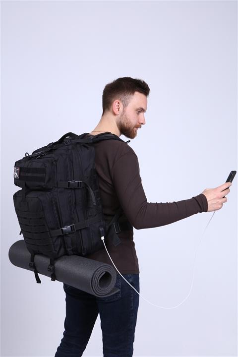 My Valice Siyah  Smart Bag Army 50 lt Usb Şarj Girişli Outdoor Dağcı Sırt Çantası