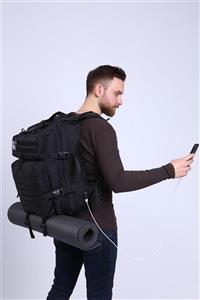 My Valice Siyah  Smart Bag Army 50 lt Usb Şarj Girişli Outdoor Dağcı Sırt Çantası