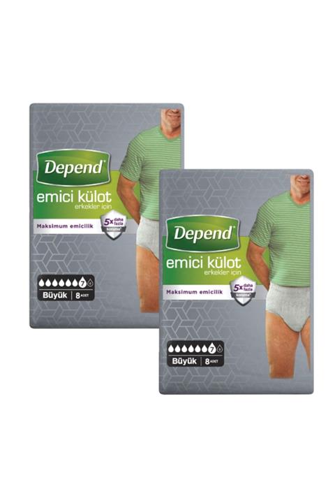 Depend Emici Külot Erkek Büyük (8 Adet + 8adet) Ekonomik Boy