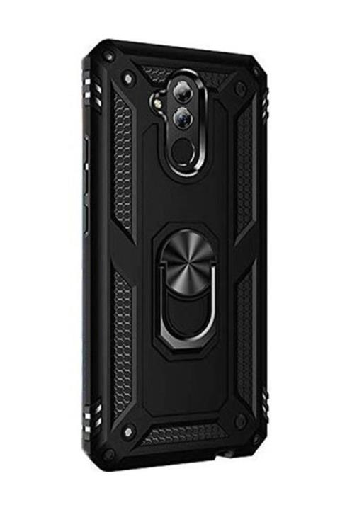 FiberAksesuar Huawei Mate 20 Lite Kılıf Vega Tank Zırh Yüzüklü Mıknatıslı Standlı Kapak Siyah