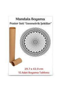 Enine Boyuna Eğitim Mandala Poster Tablosu Geometrik Şekiller 15 Adet (30 Cm X42 Cm)