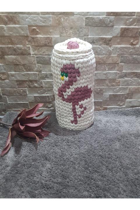 ÖRGÜM Poşetlik Beyaz Renk Desenli Kapaklı Poşet Düzenleyici 30x16 Cm