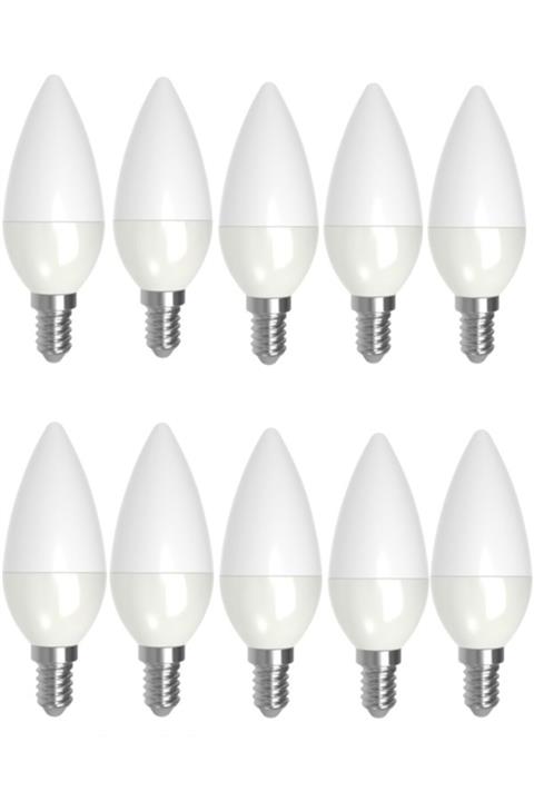 K2 10 Adet 8w Led Mum Ampul Avize Ampulü Buji Ampul E14 6500 Kelvin Beyaz Işık Kes209