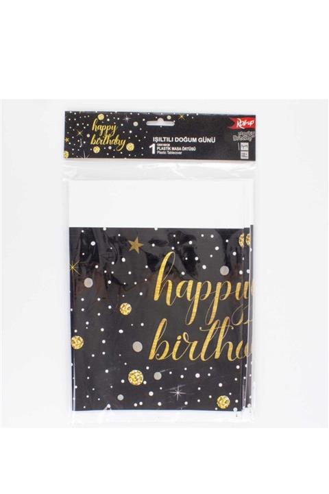 ERPA ToysShop Siyah Yıldızlı Happy Birthday Masa Örtüsü 120x180 Cm