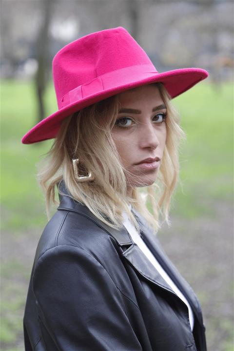 Bay Şapkacı Kadın Kaşe Fötr Şapka 7173 Fuşya