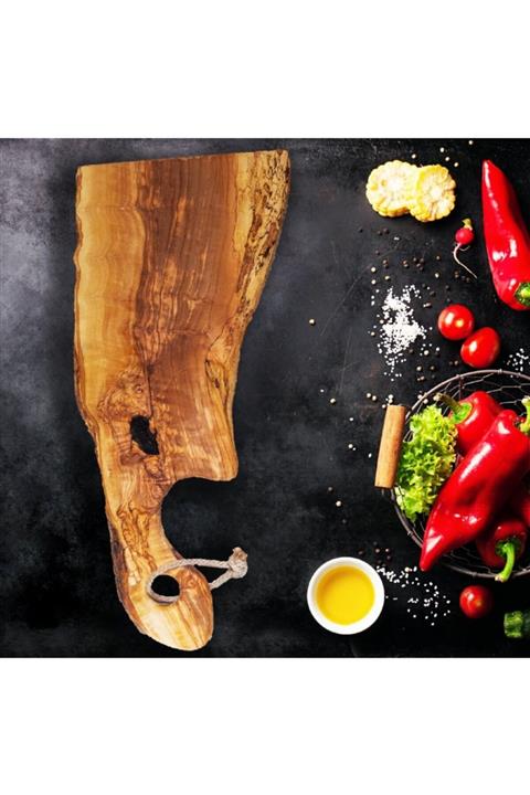 KRCDTEO Zeytin Ağacı Satır Şeklinde Sunum Ve Kesme Tahtası Ahşap