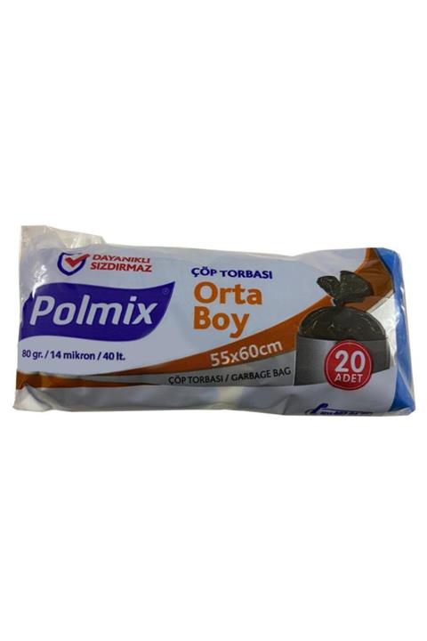 Polmix Çöp Torbası  Orta Boy 80 gr 55 x 60 14 Mikron Mavi 1 Koli 50 Paket