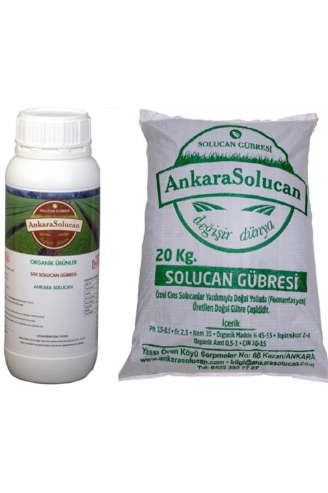 ANKARA SOLUCAN Katı 20.kg + Sıvı 1.lt Solucan Gübresi