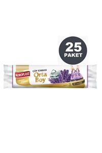 Koroplast Ekstra Güçlü Lavanta Büzgülü Orta Boy Çöp Torbası 15li  X 25 Paket (55x60 cm)