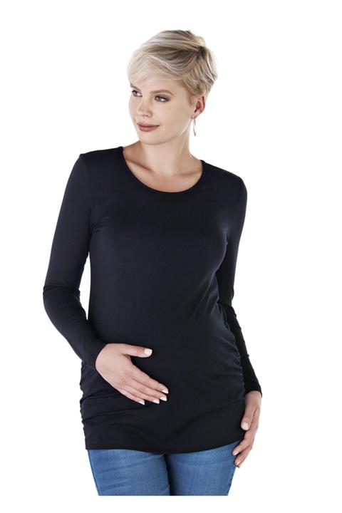 Ebru Maternity 4256 - Yuvarlak Yaka Hamile Basic Tişört Siyah