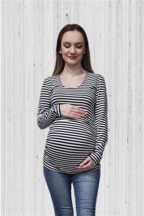 MERLİYN GİYİM Merliyn Uzun Kollu Büzgülü Hamile Tshirt Mr-26