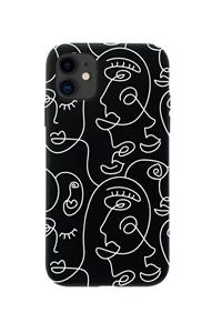 mooodcase Iphone 11 Uyumlu Face Art Premium Siyah Lansman Silikonlu Kılıf