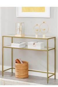 tino furniture Huxley Gold Metal Cam Raflı Dresuar