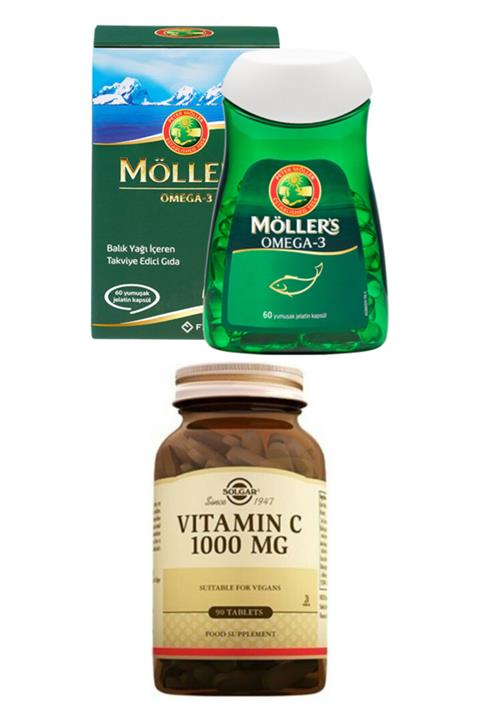 Möller's Omega 3 60 Kapsül + Solgar Vitamin C 1000 mg 90 Tablet
