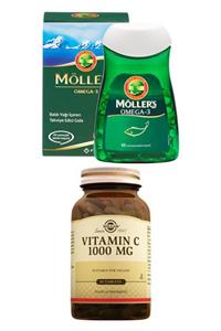 Möller's Omega 3 60 Kapsül + Solgar Vitamin C 1000 mg 90 Tablet