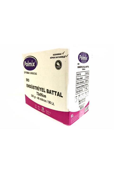 Polmix Çöp Torbası Endüstiriyel Battal Boy 300 gram 72 X 95 48 Mikron Siyah 1 Koli 20 Paket