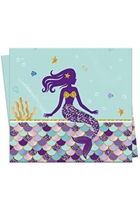 BalonEvi Turkuaz Pırıltılı Deniz Kızı Masa Örtüsü 1adet