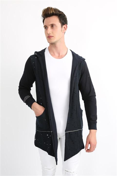 Ette Erkek Lacivert Kapşonlu Panço Hırka 4205